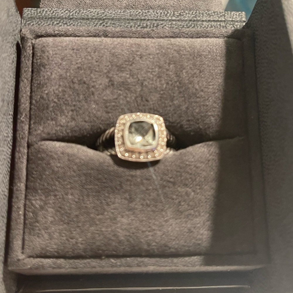 David Yurman Petite Albion Ring Prasiolite and Diamond